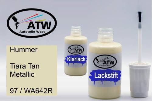 Hummer, Tiara Tan Metallic, 97 / WA642R: 20ml Lackstift + 20ml Klarlack - Set, von ATW Autoteile West.